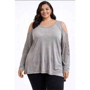 Fourteenth Place Cold Shoulder Lace Boho Top Size 1X